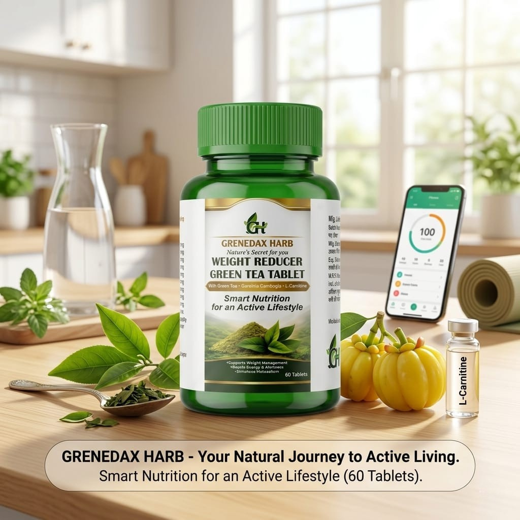 Grenedax Herb Weight Reducer Green Tea Tablets | Natural Weight Management & Metabolism Support | 60 Tablets