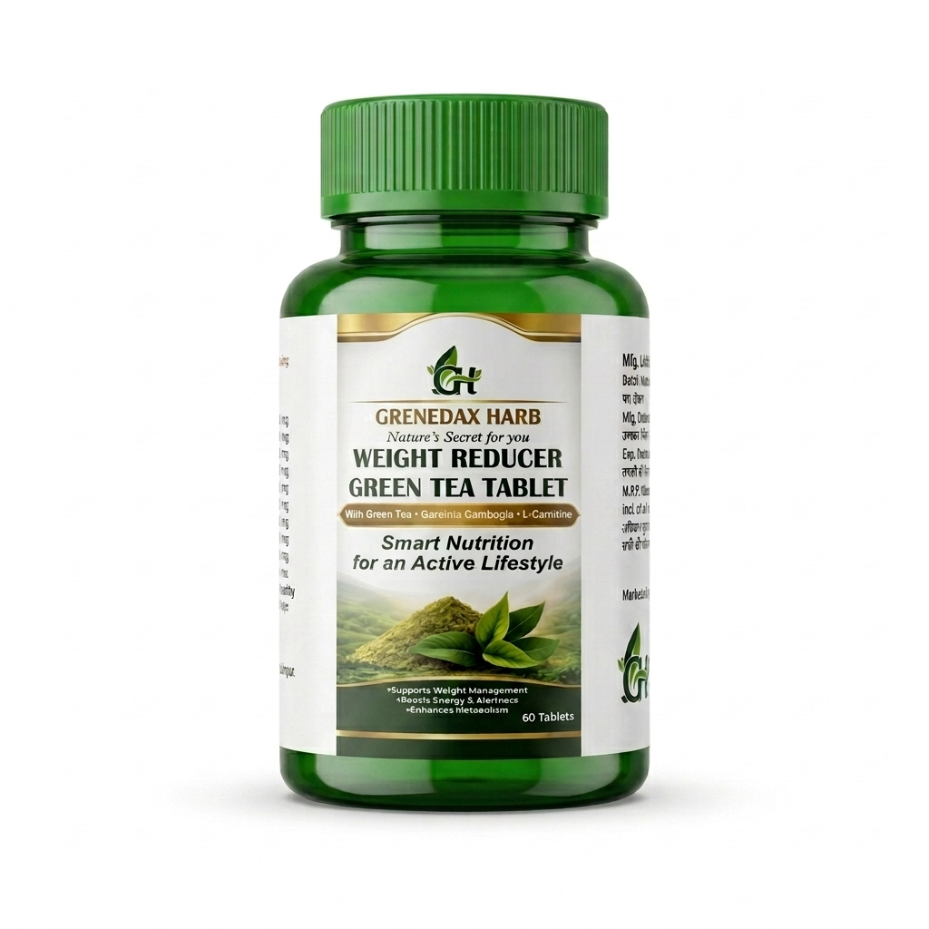 Grenedax Herb Weight Reducer Green Tea Tablets | Natural Weight Management & Metabolism Support | 60 Tablets